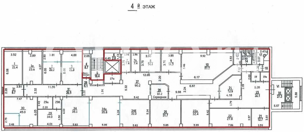 Планировка офиса 693.6 м², 4 этаж, БЦ «г Москва, Шарикоподшипниковская ул., 13, стр. 2»